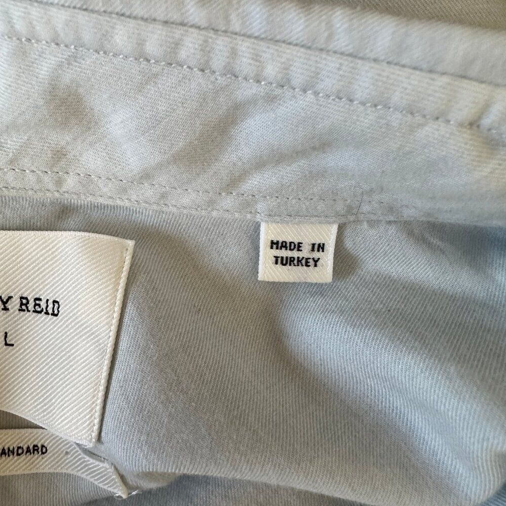 Billy Reid Men's Long Sleeve Cotton Cashmere Shirt Size Large Light Blue - Picture 5 of 5